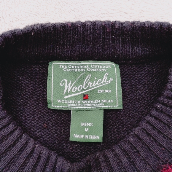 Woolrich Men's Vintage Ruby Plaid Crew Neck Wool Blend Sweater size medium red - Picture 4 of 4